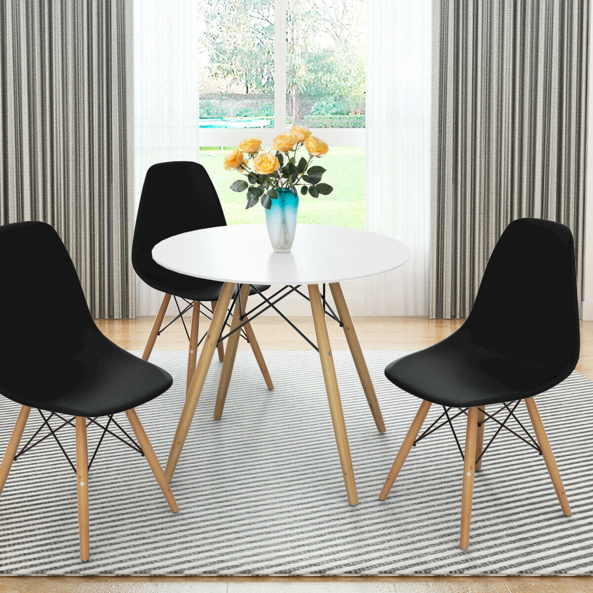 Set Of 2 Mid-Century Modern Dining Side Chairs, Black, Dark Dining Chairs at Gallery Canada