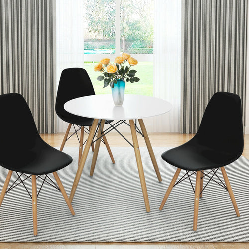 Set Of 2 Mid-Century Modern Dining Side Chairs, Black, Dark