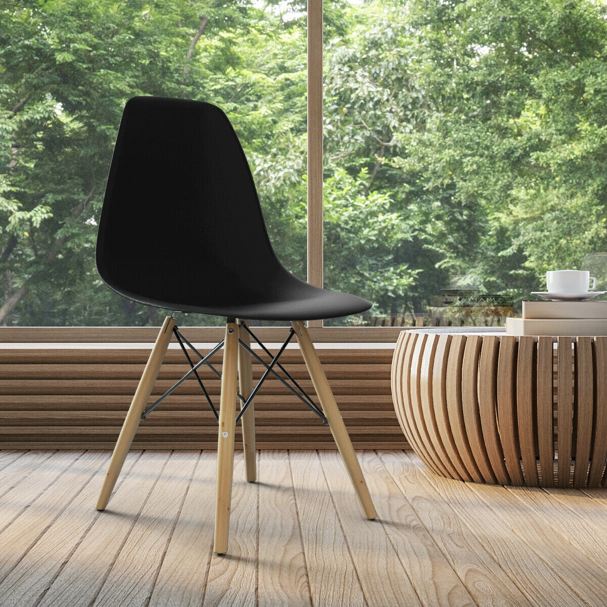 Set Of 2 Mid-Century Modern Dining Side Chairs, Black, Dark Dining Chairs at Gallery Canada