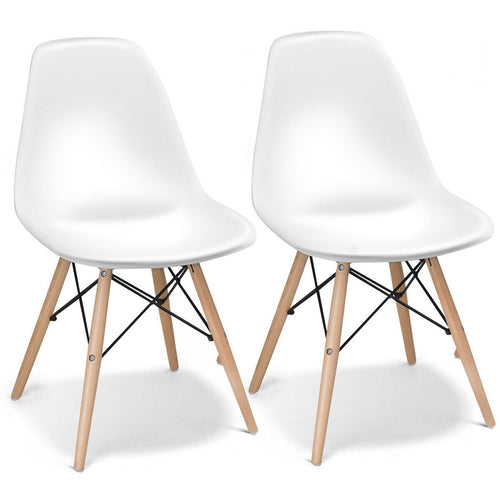 Set Of 2 Mid-Century Modern Dining Side Chairs, White