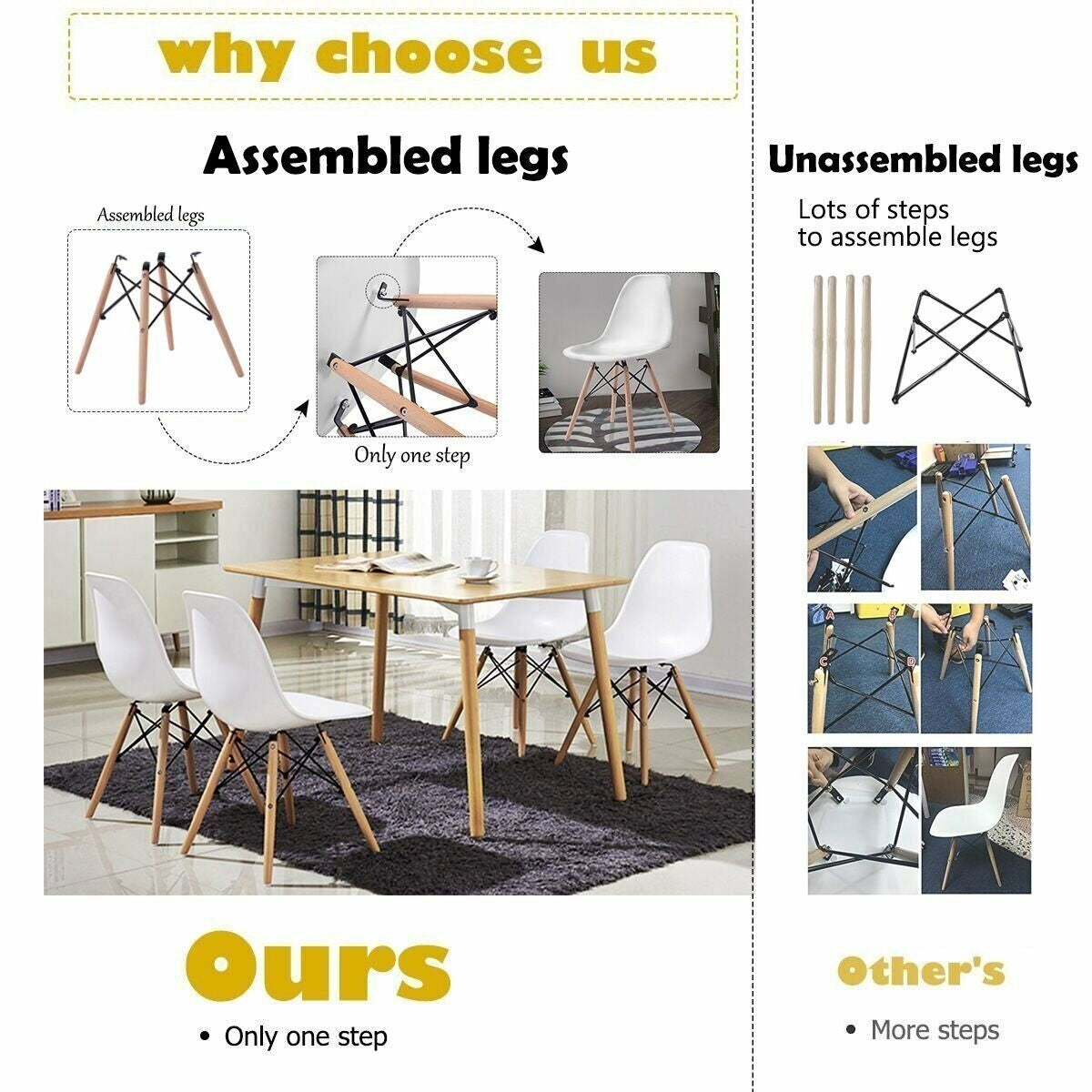 Set Of 2 Mid-Century Modern Dining Side Chairs, White Dining Chairs at Gallery Canada