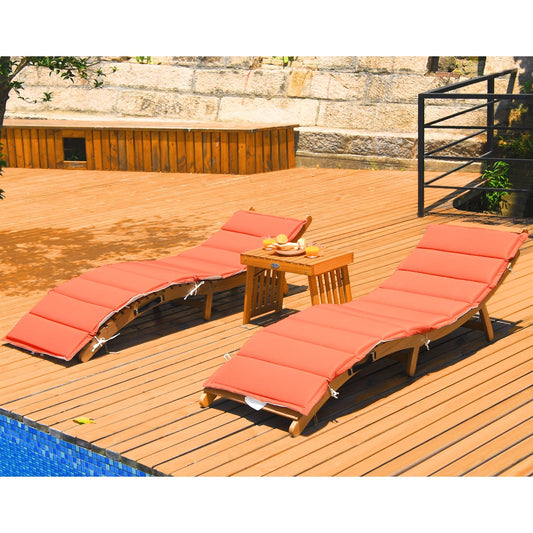 3 Pieces of Wooden Folding Patio Lounge Chair Table Set, Red - Gallery Canada