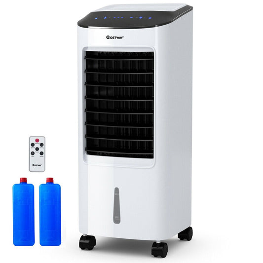 Evaporative Portable Air Cooler Fan Humidifier with Remote Control for Home and Office, Black & White - Gallery Canada