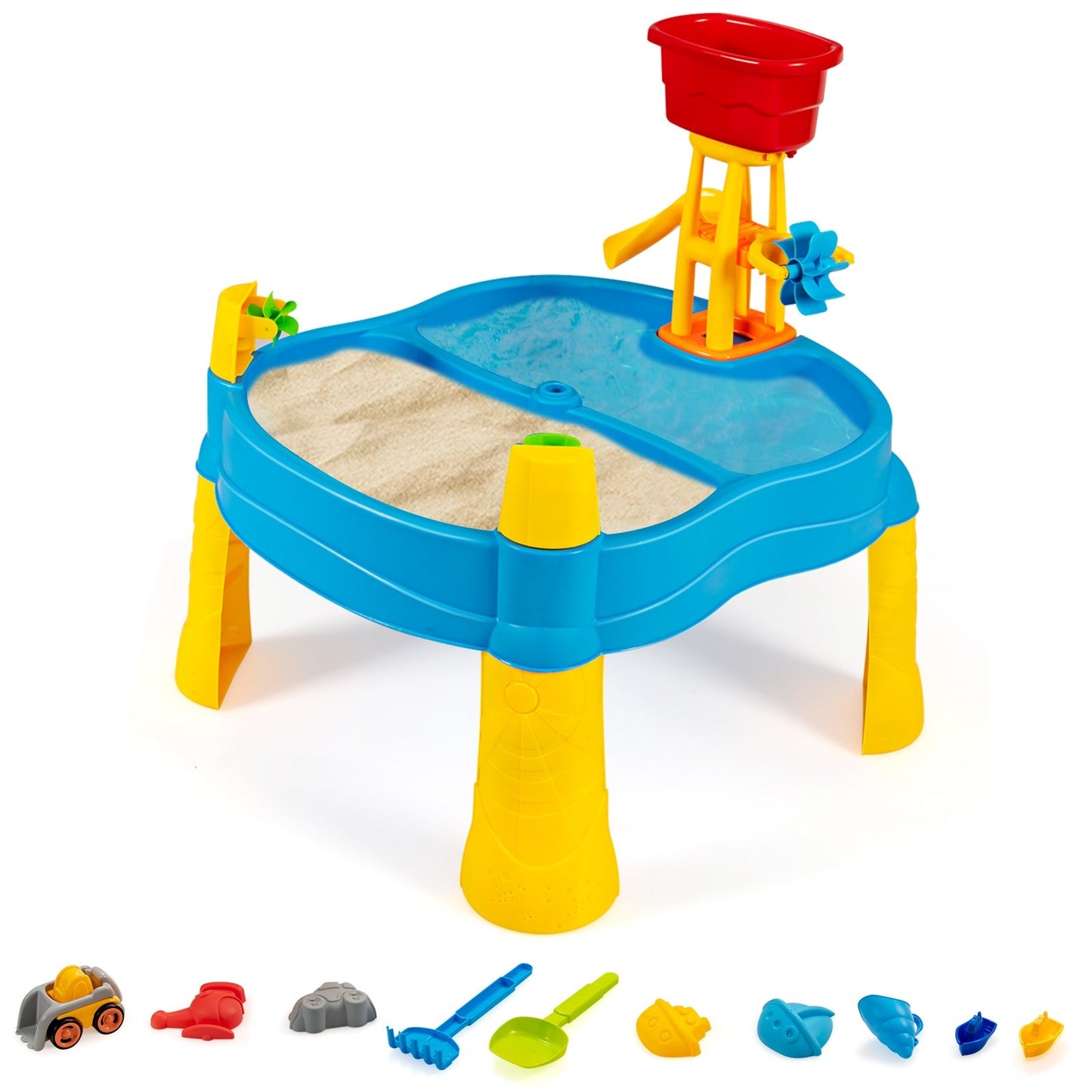Kids Sand and Water Activity Table Sandbox with 18 Pieces Accessories - Gallery Canada
