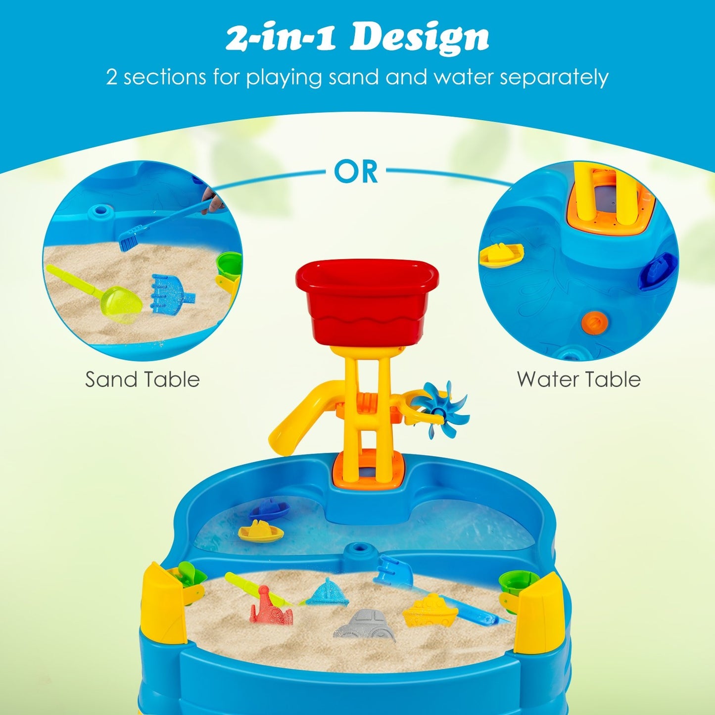Kids Sand and Water Activity Table Sandbox with 18 Pieces Accessories - Gallery Canada