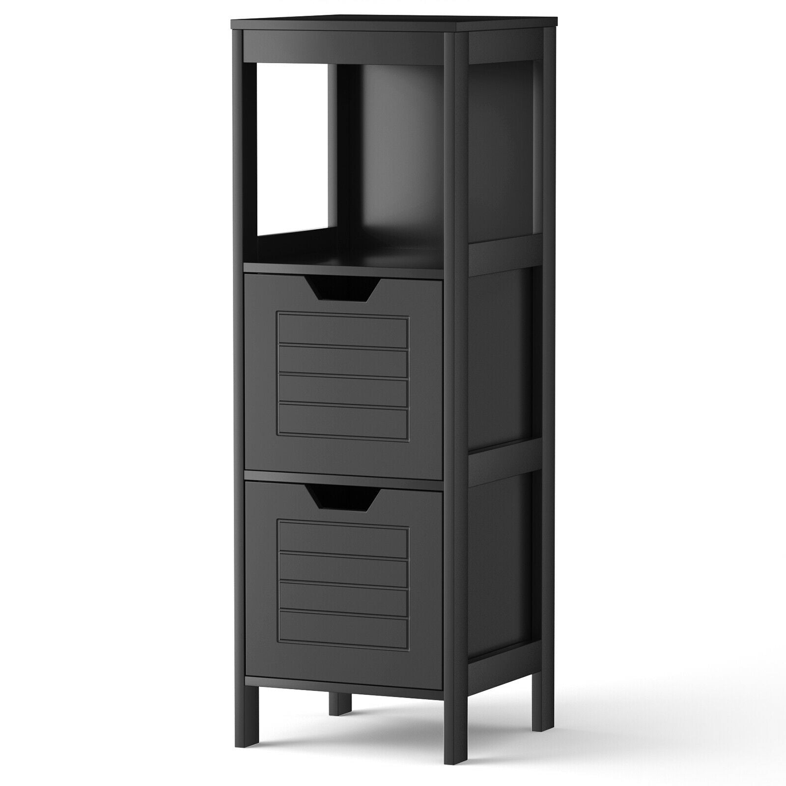 Bathroom Wooden Floor Cabinet Multifunction Storage Rack Stand Organizer, Black Floor Cabinets at Gallery Canada