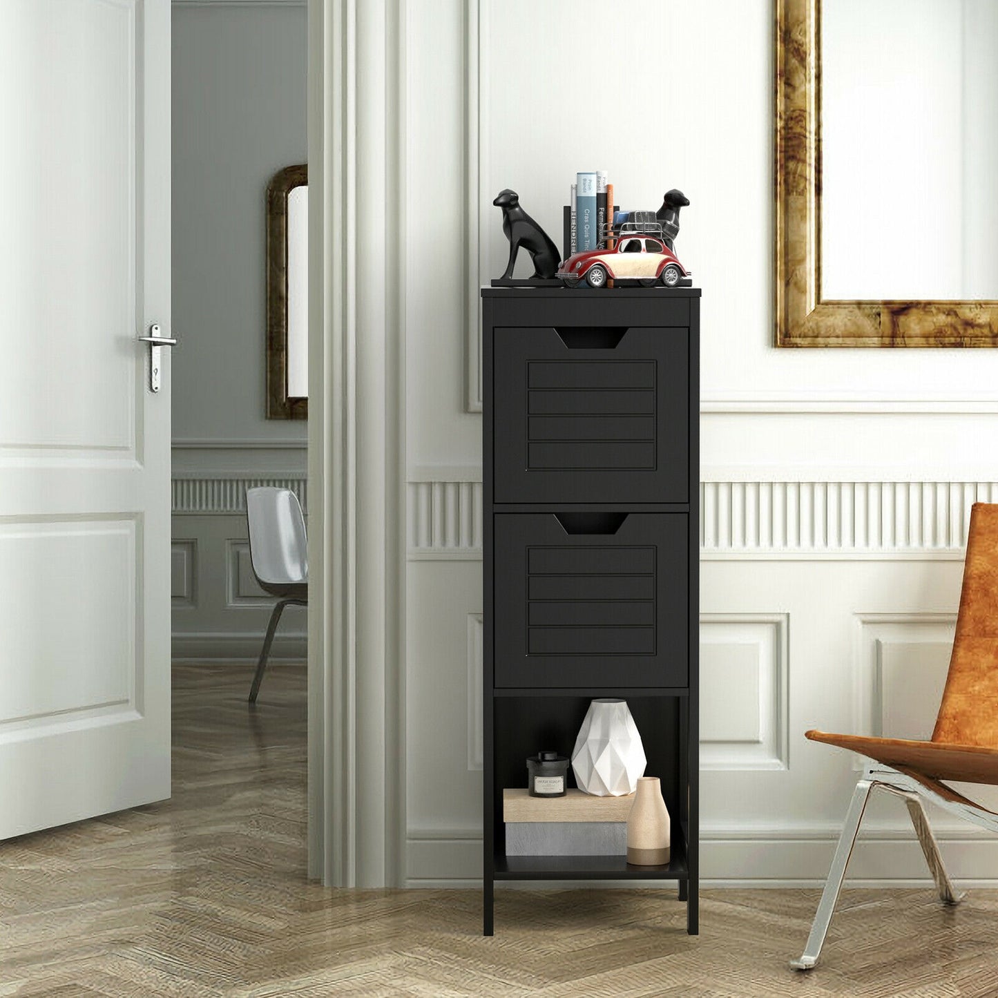 Bathroom Wooden Floor Cabinet Multifunction Storage Rack Stand Organizer, Black Floor Cabinets at Gallery Canada