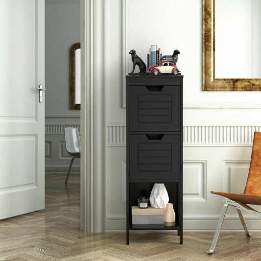 Bathroom Wooden Floor Cabinet Multifunction Storage Rack Stand Organizer, Black Floor Cabinets Black at Gallery Canada
