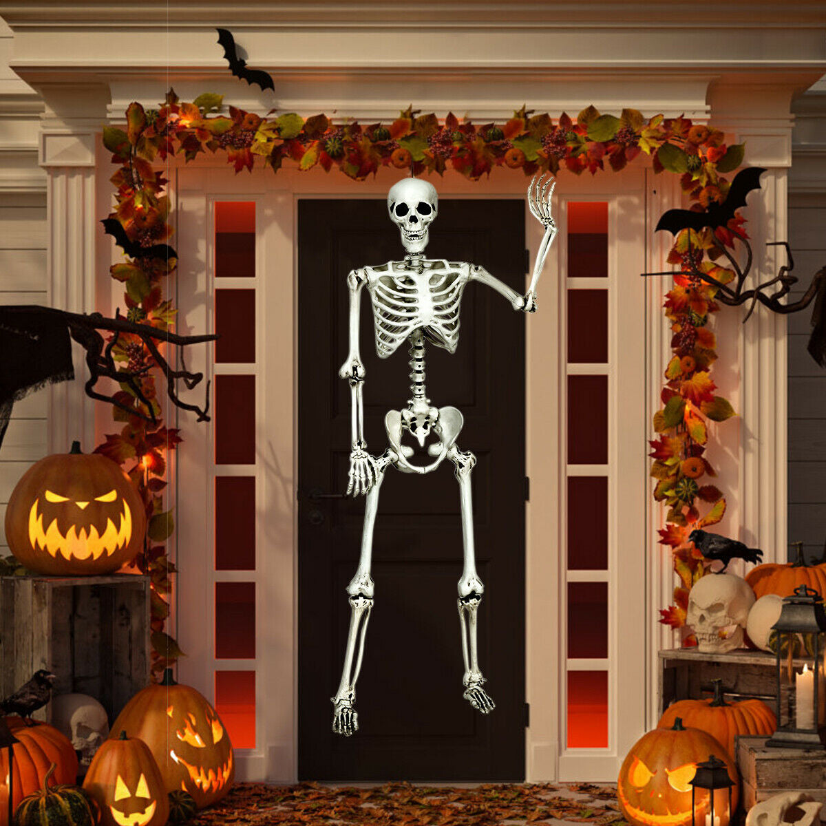 5.4 Feet Halloween Skeleton Life Size Realistic Full Body Hanging, White Halloween at Gallery Canada