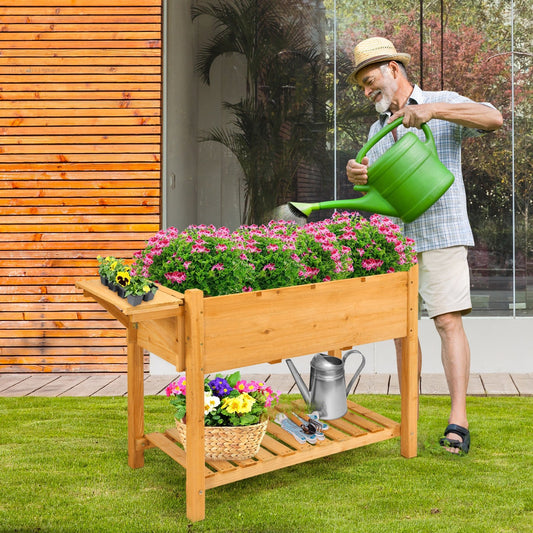 Elevated Planter Box Kit with 8 Grids and Folding Tabletop, Natural - Gallery Canada