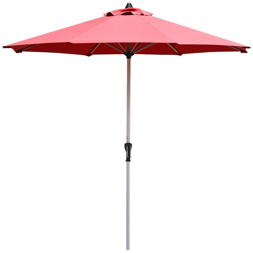 9 Feet Patio Outdoor Market Umbrella with Aluminum Pole without Weight Base, Dark Red