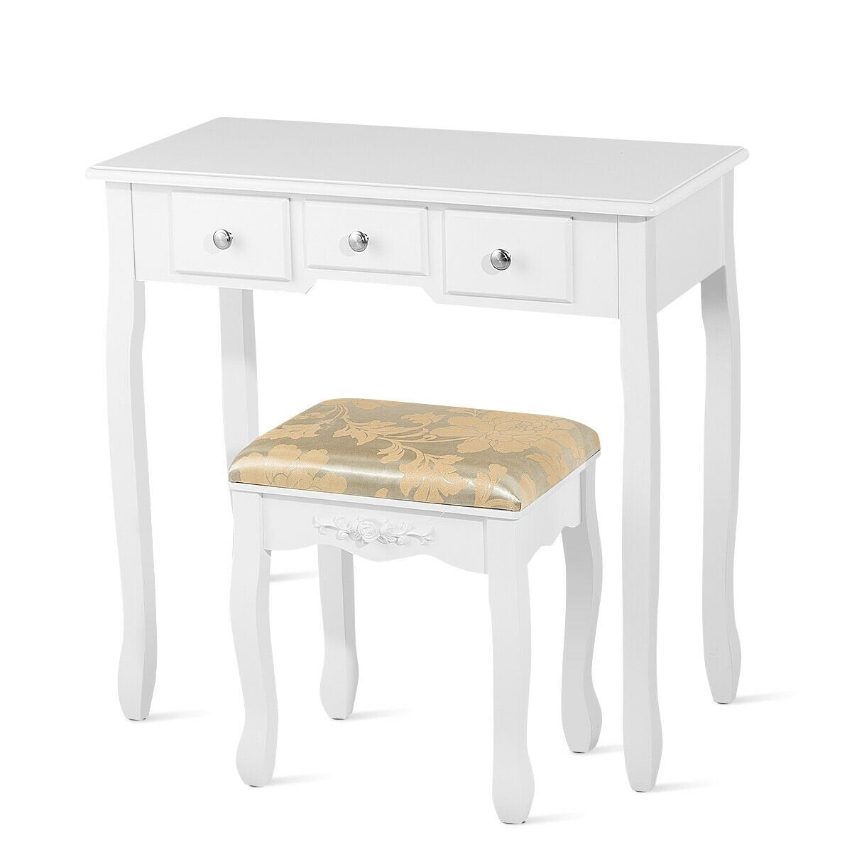 Vanity Make Up Table Set Dressing Table Set with 5 Drawers, White - Gallery Canada