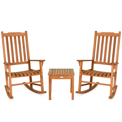 3 Pieces Eucalyptus Rocking Chair Set with Coffee Table , Natural Patio Conversation Sets at Gallery Canada