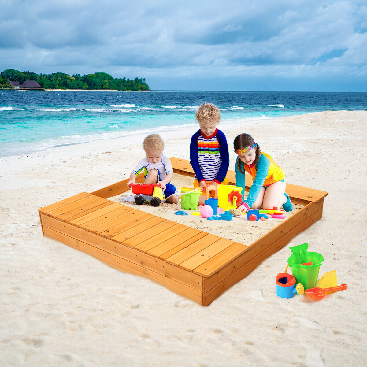Kids Outdoor Playset Backyard Cedar Sandbox Sandboxes at Gallery Canada