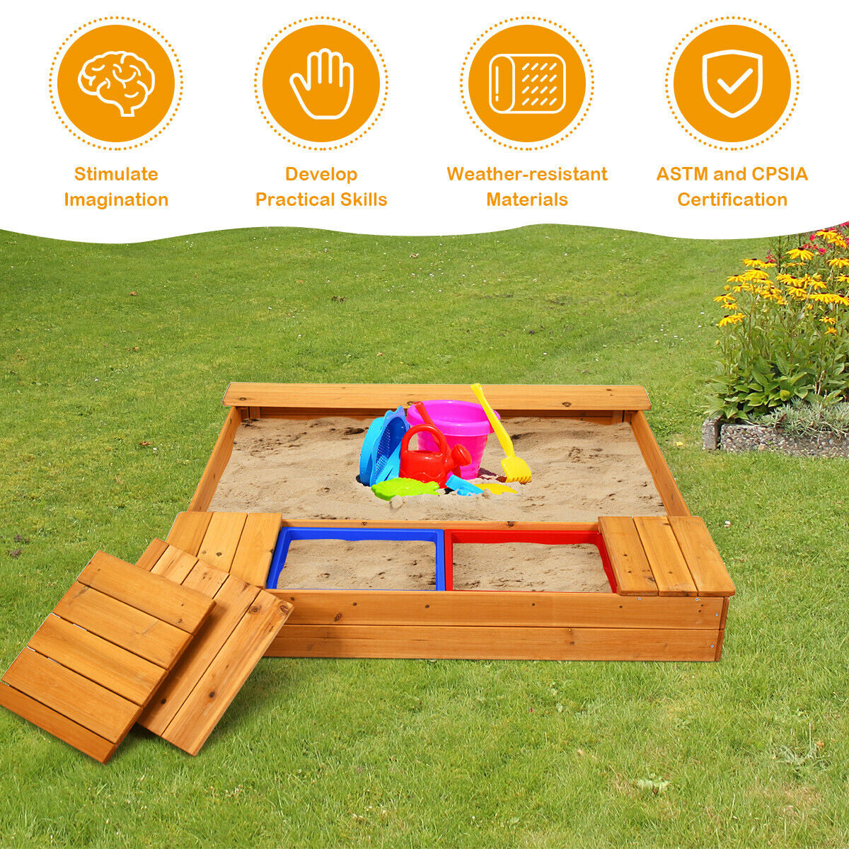 Kids Outdoor Playset Backyard Cedar Sandbox Sandboxes at Gallery Canada