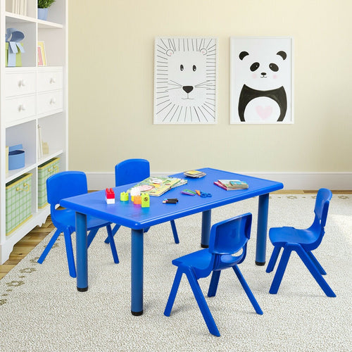 Kids Plastic Rectangular Learn and Play Table, Blue