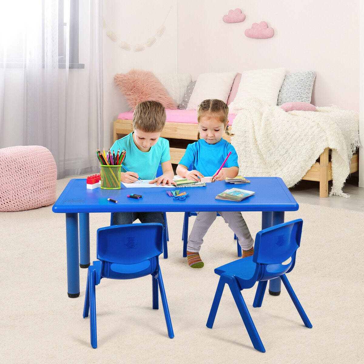 Kids Plastic Rectangular Play Table, Blue Kids Table & Chair Sets at Gallery Canada