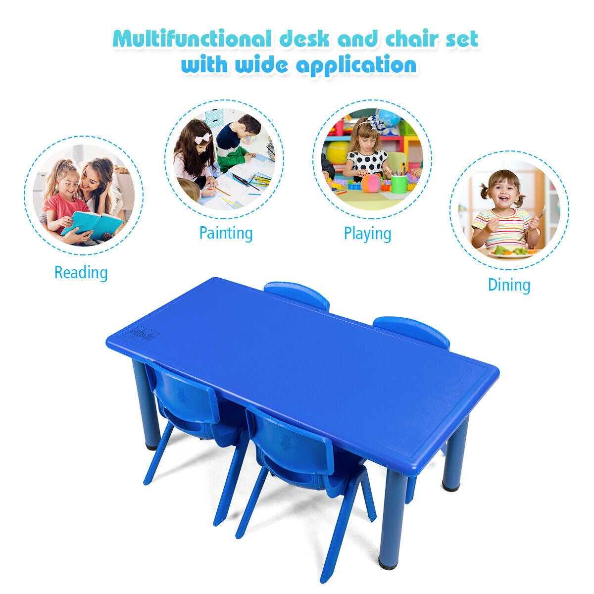 Kids Plastic Rectangular Play Table, Blue Kids Table & Chair Sets at Gallery Canada