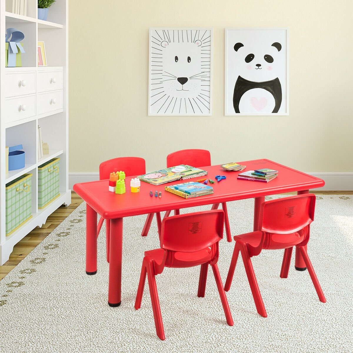 Kids Plastic Rectangular Learn and Play Table, Red - Gallery Canada