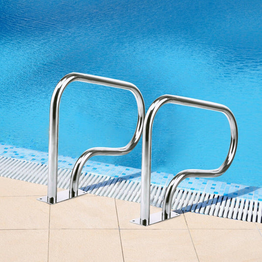 Stainless Steel Swimming Pool Hand Rail with Base Plate, Silver - Gallery Canada