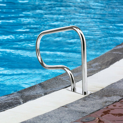 Stainless Steel Swimming Pool Hand Rail with Base Plate, Silver at Gallery Canada