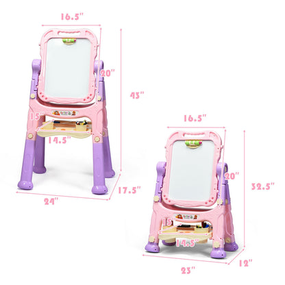 Height Adjustable Kids Art Easel Magnetic Double Sided Board, Pink Art Easels at Gallery Canada