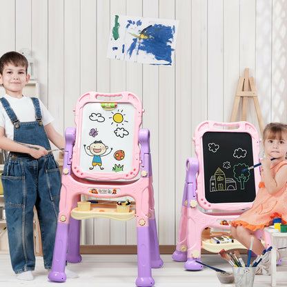 Height Adjustable Kids Art Easel Magnetic Double Sided Board, Pink Art Easels at Gallery Canada