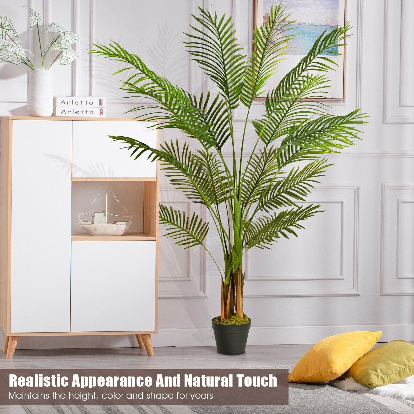 5 Feet Indoor Artificial Phoenix Palm Tree Plant, Green - Gallery Canada