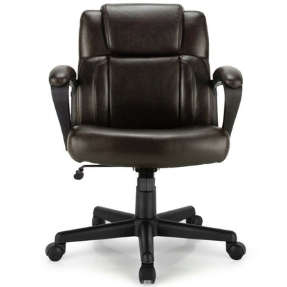 Adjustable Leather Executive Office Chair Computer Desk Chair with Armrest, Brown Executive Chairs at Gallery Canada