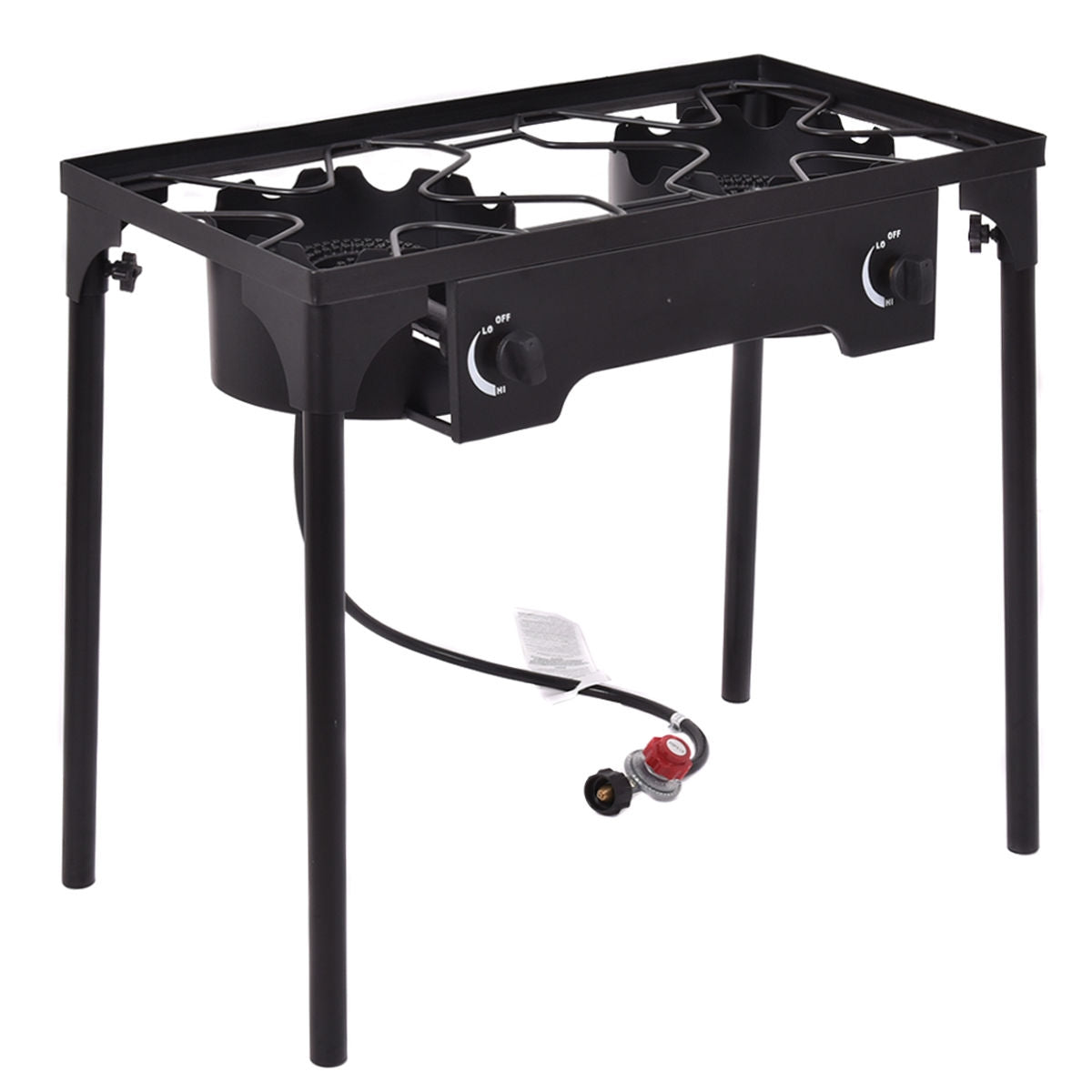 150,000 BTU Double Burner Outdoor Stove BBQ Grill, Black