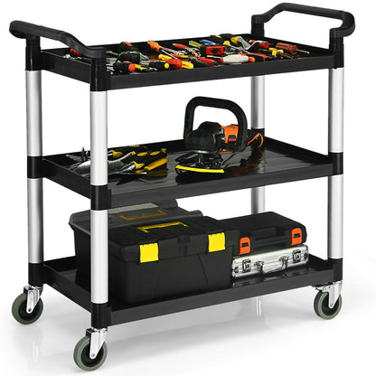 3-Shelf Utility Service Cart Aluminum Frame 490lbs Capacity with Casters, Black Kitchen Islands & Carts at Gallery Canada