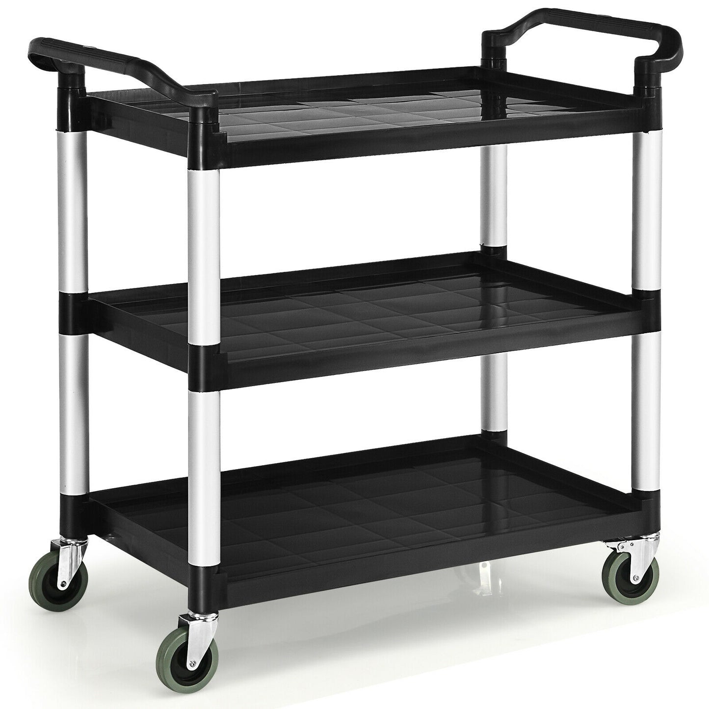 3-Shelf Utility Cart, Aluminum Frame, 490lbs Capacity, Black Kitchen Islands & Carts at Gallery Canada