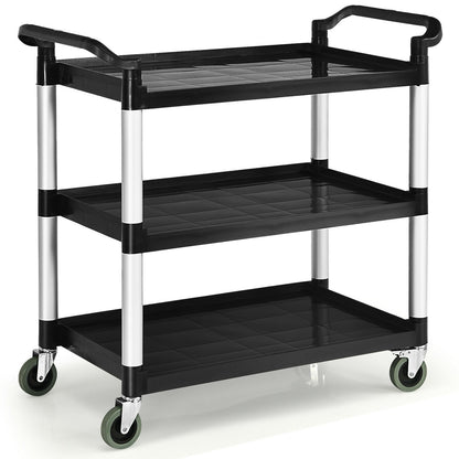 3-Shelf Utility Service Cart Aluminum Frame 490lbs Capacity with Casters, Black Kitchen Islands & Carts at Gallery Canada