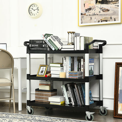 3-Shelf Utility Service Cart Aluminum Frame 490lbs Capacity with Casters, Black Kitchen Islands & Carts at Gallery Canada