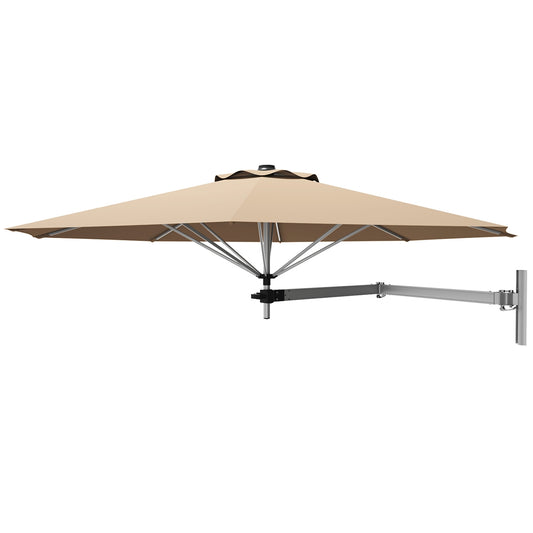 8ft Telescopic Folding Tilt Aluminum Sun Shade Umbrella, Beige Outdoor Umbrellas Beige at Gallery Canada