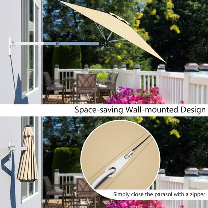 8ft Telescopic Folding Tilt Aluminum Sun Shade Umbrella, Beige Outdoor Umbrellas at Gallery Canada
