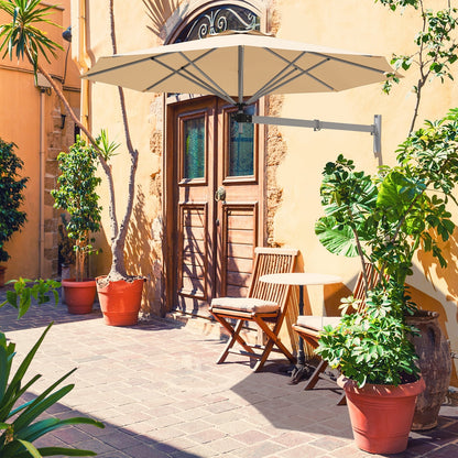 8ft Telescopic Folding Tilt Aluminum Sun Shade Umbrella, Beige Outdoor Umbrellas at Gallery Canada