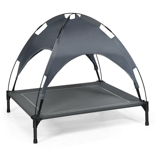 Portable Elevated Outdoor Pet Bed with Removable Canopy Shade-36 Inch, Dark Gray