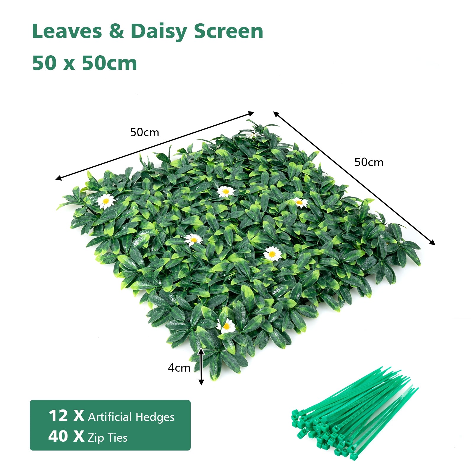 12 Pieces 20 x 20 Inch Artificial Daisy Hedge Plant Privacy Fence Hedge Panels Decorative Fencing & Flooring at Gallery Canada
