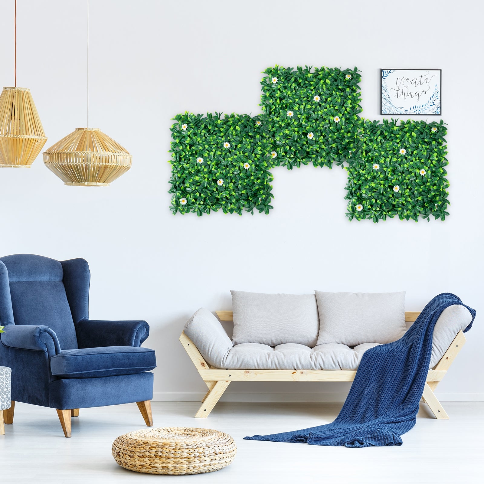 12 Pieces 20 x 20 Inch Artificial Daisy Hedge Plant Privacy Fence Hedge Panels Decorative Fencing & Flooring at Gallery Canada