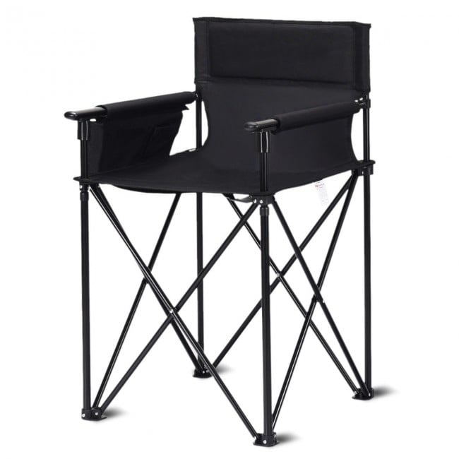 Portable 38 Inch Oversized High Camping Fishing Folding Chair, Black - Gallery Canada
