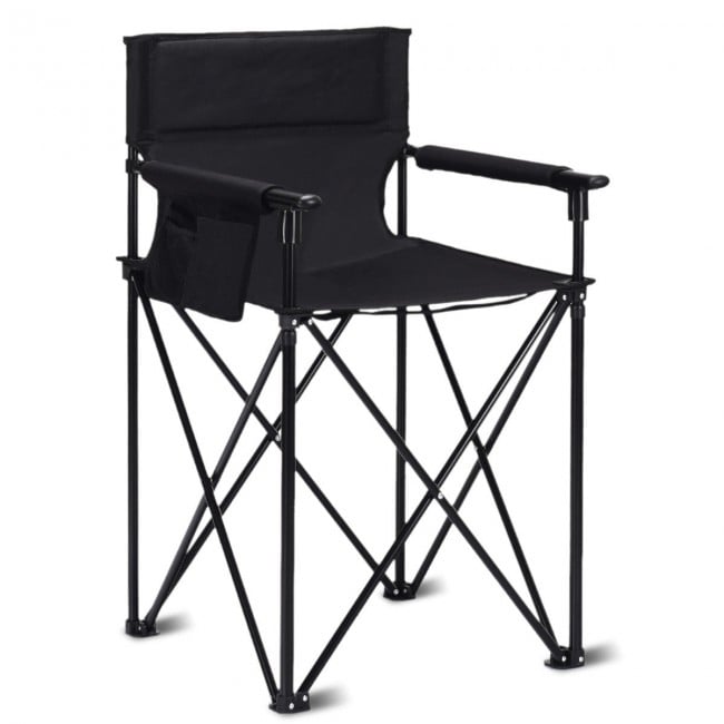 Portable 38 Inch Oversized High Camping Fishing Folding Chair, Black - Gallery Canada