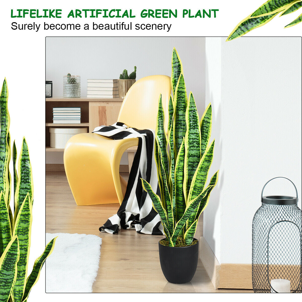 35.5 Inch Artificial Snake Plant, Green Faux Plants at Gallery Canada