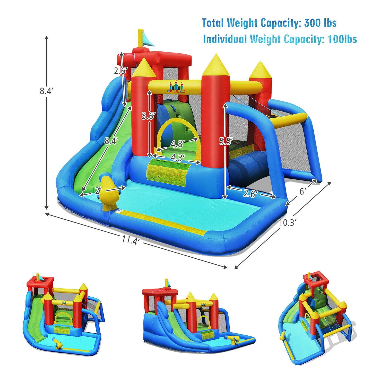 Inflatable Bouncer Bounce House with Water Slide Splash Pool without Blower Bounce House at Gallery Canada