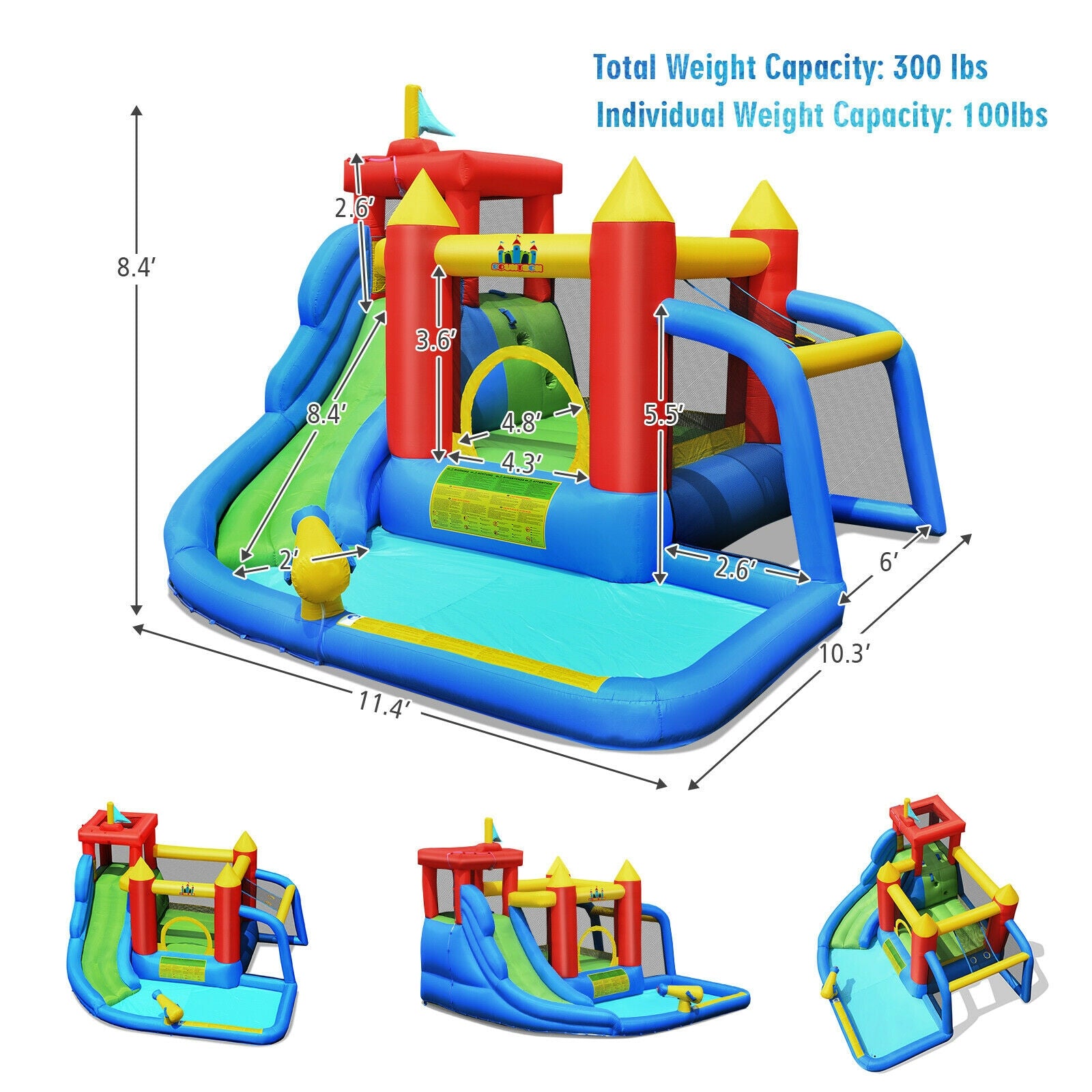Inflatable Bouncer Bounce House with Water Slide Splash Pool without Blower Bounce House at Gallery Canada