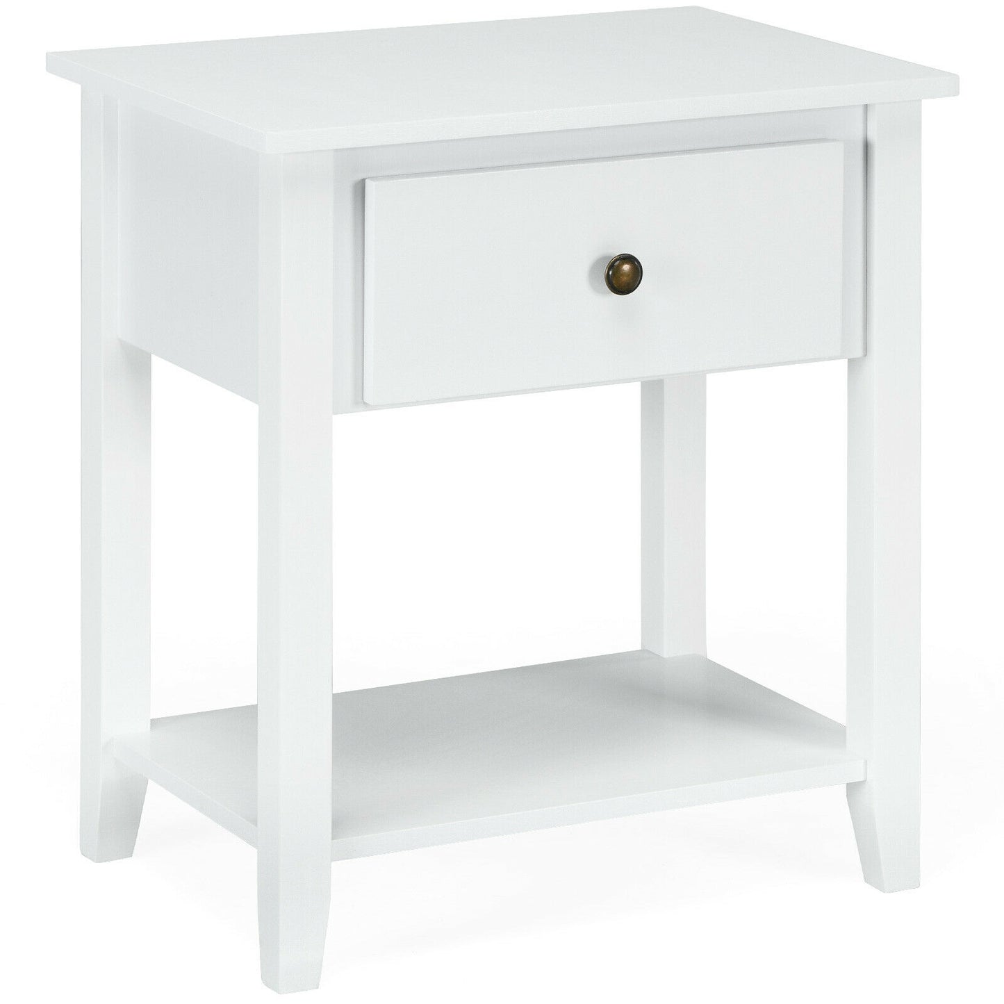 Nightstand with Drawer and Storage Shelf for Bedroom Living Room, White Nightstands White at Gallery Canada