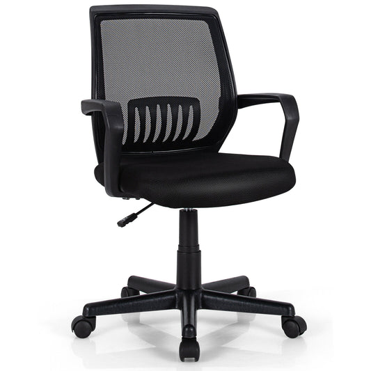 Mid-Back Mesh Executive Chair, Height Adjustable, Lumbar Support, Black Mesh Chairs Black at Gallery Canada