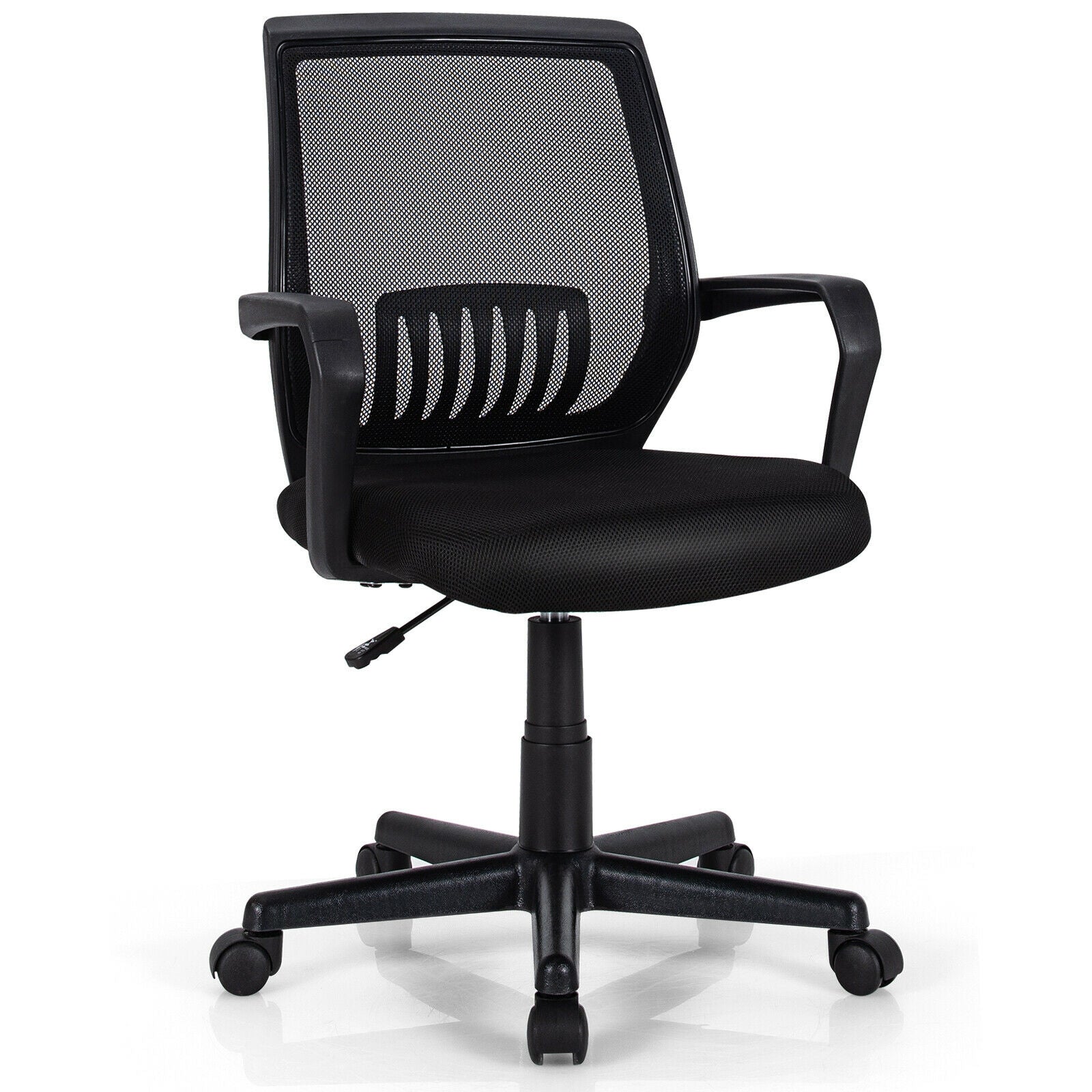 Mid-Back Mesh Height Adjustable Executive Chair with Lumbar Support, Black Mesh Chairs Black at Gallery Canada