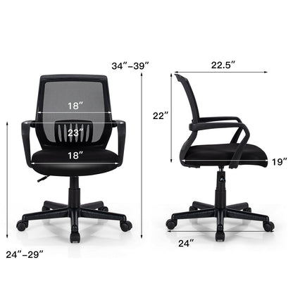 Mid-Back Mesh Height Adjustable Executive Chair with Lumbar Support, Black Mesh Chairs at Gallery Canada