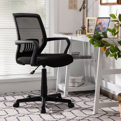 Mid-Back Mesh Height Adjustable Executive Chair with Lumbar Support, Black Mesh Chairs at Gallery Canada